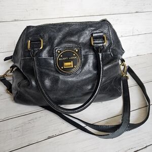 Elliott Lucca‎ Faro Satchel Double Handle And Shoulder Strap In Dark Navy